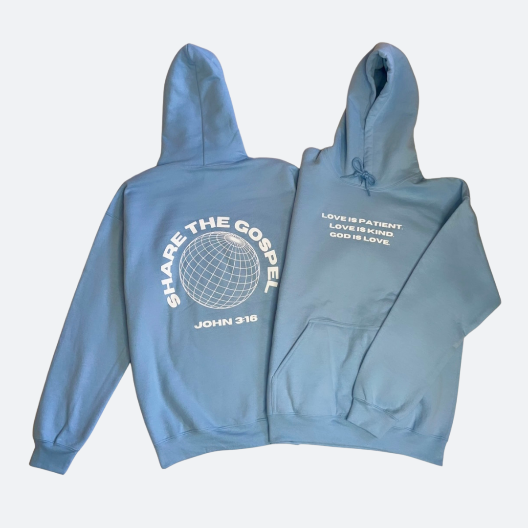 'God is Love' Light Blue Hoodie