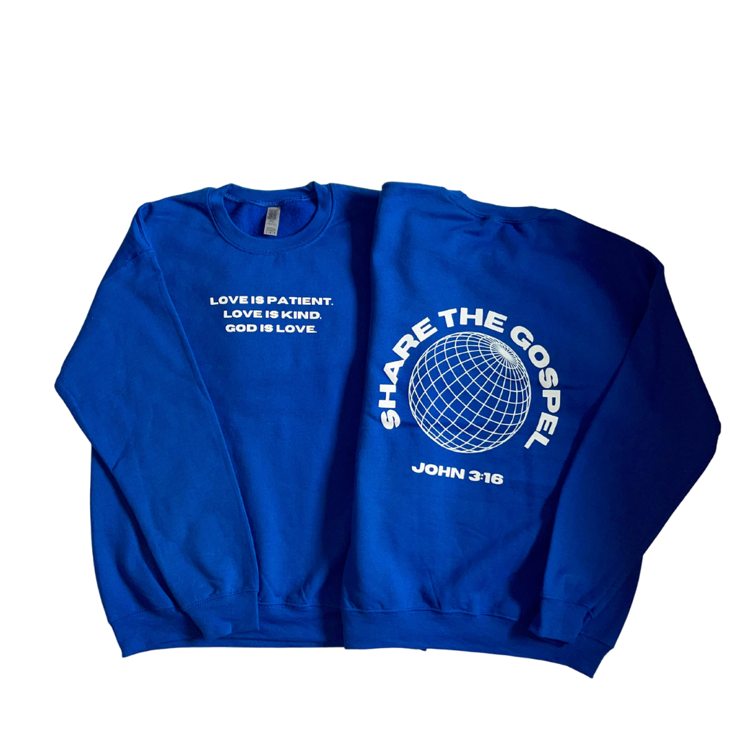 'God is Love' Royal Blue Crewneck
