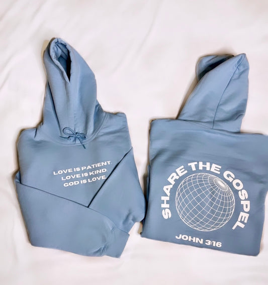 'God is Love' Light Blue Hoodie